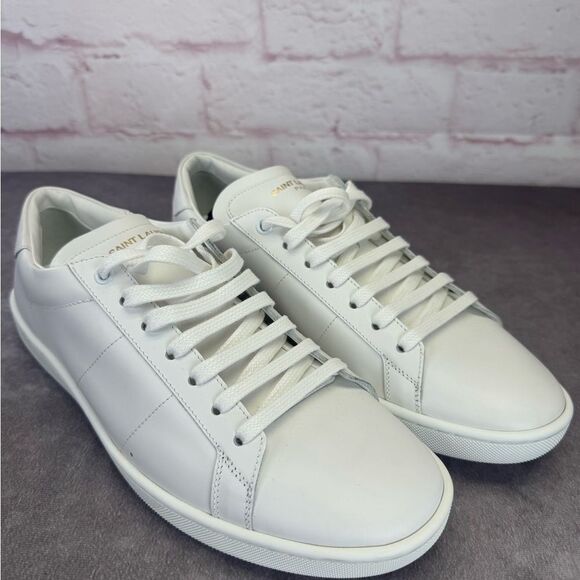 Saint Laurent 42 Classic Court White Low Leather Sneakers NEW 417849 - Picture 4 of 12